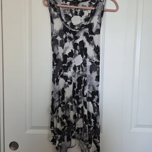 Floral Black and Gray Sleeveless Dress